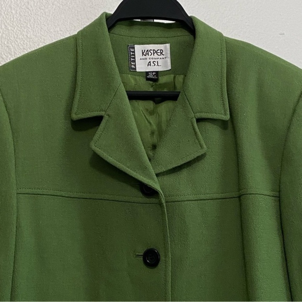 Vtg Women's Green Wool Short Coat 12P Heritage Old Money Academia Retro - Picture 2 of 10